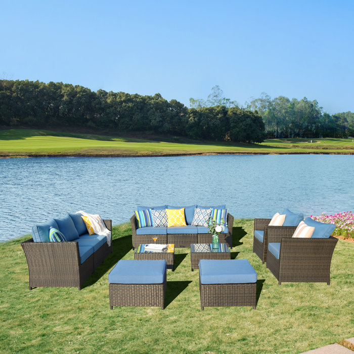 Sol 72 Outdoor™ Ohana 12 Piece Rattan Sectional Seating Group with